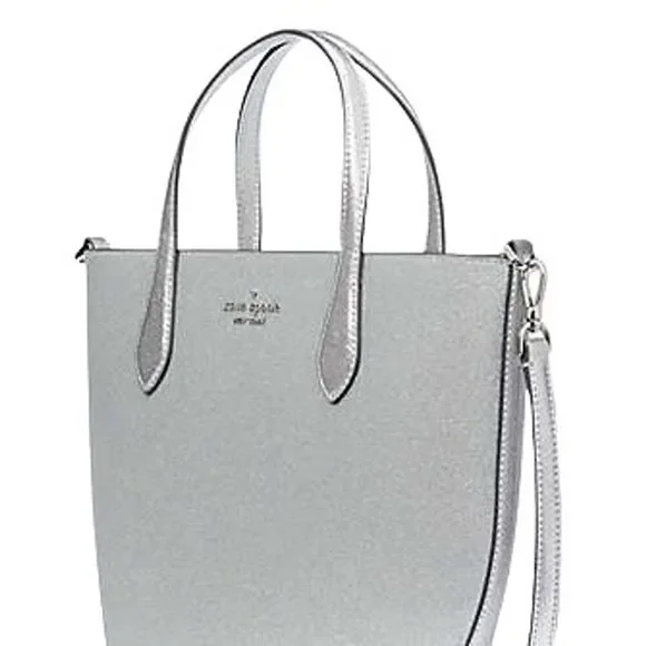 NEW Kate Spade New York Glimmer Satchel Crossbody Bag Silver Elegant Glamorous - Picture 1 of 5